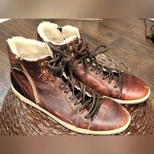 Bull Boxer high-top sneakers brown leather limited Edition distressed size 11